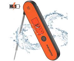 Inkbird USB Wiederaufladbar Digital Einstechthermometer IHT-1P, IPX5 Wasserfest Kochthermometer Küchenthermometer, Digital Fleischthermometer Grillthermometer für Braten, BBQ, Baby-Ernährung