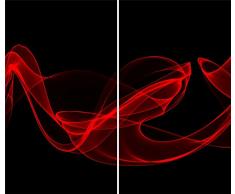 DAMU |Ceranfeldabdeckung 2 Teilig 2x30x52 cm Herdabdeckplatten Abstrakt Elektroherd Induktion Herdschutz Spritzschutz Glasplatte Schneidebrett Rot Modern