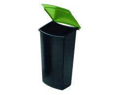HAN 1843-05, Abfalleinsatz MONDO mit Deckel, Schick und Praktisch, Für die perfekte Abfalltrennung, 3 Liter, schwarz-grün