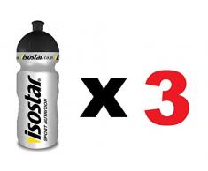 Isostar Sport Trinkflasche 500-650 ml - BPA-frei - Wasserflasche für Laufen, Radfahren, Gym, Wandern - Praktischer und auslaufsicherer Push & Pull Verschluss, 3 Trinkflaschen