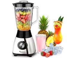 1200 Watt Edelstahl Standmixer mit Mix-Behälter aus Glas 1,5 Liter, BPA-Free Smoothie Maker Ice-Crusher, Milchshaker