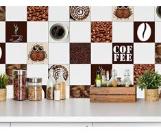GRAZDesign 770490_10x10_FS10st Fliesenaufkleber Küche Kaffee-Set | Wand-Fliesen Aufkleber | selbstklebende Folie - einfache Verklebung | wieder ablösbar - für rechteckige Fliesen (10x10cm // Set 10 Stück)