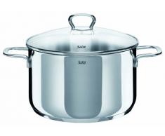 Silit Style Kochtopf, hoch 24cm, Glasdeckel, Fleischtopf 5,7l, Edelstahl poliert, Topf Induktion, unbeschichtet