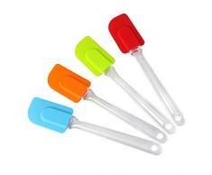 Vicloon Teigschaber Silikon, 4 Stück Silikonspatel, Teigschaber Set mit Kunststoffgriff, Hitzebeständig, Nicht Stick, BPA Frei Backzubehör zum Kochen, Backen, Kuchendekorieren usw