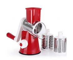 LDJC Gemüseschneider Slicer und Raspel, 3 in1-Multifunktions zerrissenes Graters 360 ° Surround Stereo Drum Typ Käse 430 Edelstahl-Reibe Küchenwerkzeug