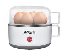 Elektrischer Eierkocher, ABC-Lifestyle EB-353 Weißer Eierkocher für Weiches, Mittleres Oder Hartes Kochen von Eiern mit Summer und Messbecher, Kapazität 7 Eier, BPA-FREI