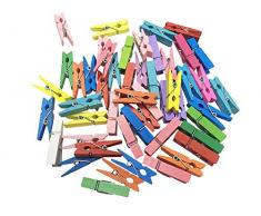 EAST-WEST Trading GmbH 50 x Mini-Holz-Klammern, bunt, Wäscheklammern, Mini Holzklammern, Deko Klammern, Zierklammern, Größe: ca. 3,5 cm