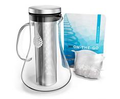 pH REPLENISH - Wasserfilterkanne mit langlebigem Filter für natürlich gereinigtes, basisches, ionisiertes Trinkwasser - reduziert Kalk & erhöht pH-Wert - Neues Modell 2019 - Glas - 1 l