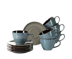 Mäser 931464 Serie Scuro Cappuccino-Tassen-Set aus Keramik, Milchkaffeetassen mit Untertassen für 6 Personen, 450 ml, Steinzeug