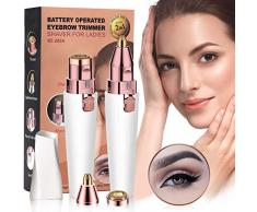 Augenbrauen Rasier, 2 in 1 Gesichtshaarentferner Damen für Gesicht Härchen/Augenbrauen/Kinnstoppel/Oberlippenbart, sicherer & sanfter Damenrasierer mit eingebautem LED-Licht, USB Wiederaufladbar