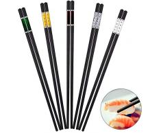 EssstäBchen Japanisch 5 Paar, 5er Farben Chinesische Stäbchen Sushi Stäbchen/Chopstick/Staebchen/Asiatische Stäbchen Wiederverwendbar, Schwarz chopsticks Hohe Qualität 243mm