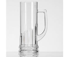 1x Bierglas Weizenbier Glas 650ml Gläser 1 Stück Bier Krug für Camping Küche glasklar elegantes Design Outdoor Partyglas Bruchfest Kunststoff Glas Trinkglas Wasserglas Weizen Fassbier Pils Trinkbecher