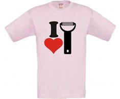 ShirtInStyle Männer-Shirt I Love Kartoffelschäler Essen Kochen Backen, Farbe rosa, Größe L