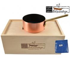 Kupfermanufaktur Weyersberg Kupfer Pfanne Butterpfännchen Keramik Induktion 10 cm ohne/mit Gravur + Prymo Mikrofasertuch Farbe 1) OHNE Gravur, Größe induktionsfähig