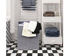Songmics Wäschekorb Wäschebox Faltbar Wäschesammler Wäschetruhe Wäschekiste Wäschetonne mit Deckel 60 L 40 x 50 x 30 cm (B x H x T) Grau LCB109