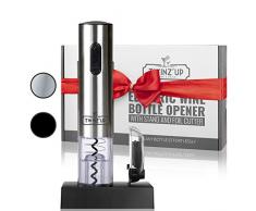 Elektrischer Korkenzieher von Twinz’up – Schnurlos –Box mit Folienschneider und Ladestation – Akku der zweiten Generation – Ein Flaschenöffner, der sich perfekt als Geschenk für alle Önologie(Silber)