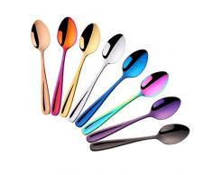 Do Buy klein Espressolöffel Set 8 stück buntes Teelöffel 18/10 Edelstahl Kaffeelöffel 13,5 cm Colorful Teaspoons Mokkalöffel, Dessertlöffel Eierlöffel Eislöffel, Mini Zucker Löffel für Nutella