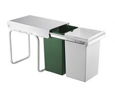 ABFALL-SAMMLER Einbau-Abfallsammler Double Boy 30DT 30 Liter (2 x 15 Liter), ab 300 mm Schrankbreite, Eimer Grün / Weiß, Wesco