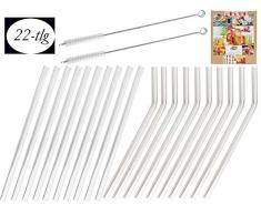 GuuteWare Glasstrohhalme Wiederverwendbare Trinkhalme Glastrinkhalm Glas Strohhalme Öko Wiederverwendbare Nachhaltige Strohhalme aus Glas 22 TLG Set
