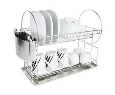 BPT 304 rostfreier Edelstahl Abtropfgitter Abtropfständer Geschirrkorb mit Abtropfschale und Besteckkorb