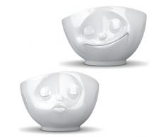 Fiftyeight TV Tassen 2er Set2| weiß Küssend und Glücklich Müslischalen ohne Henkel