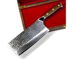 Stallion Damastmesser Ironwood Chinesisches Kochmesser 17,5 cm - Messer aus Damaststahl mit Griff aus Eisenholz in Edler Geschenkbox