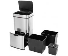 Hailo Öko Vario XL, Mülltrenner, Vollautomatische Deckelöffnung durch Sensortechnik, 50 Liter, 0656-001, Edelstahl, Kunststoff