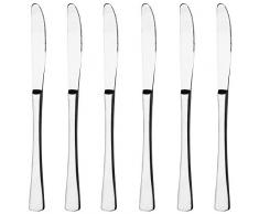 GRÄWE Tafelmesser aus Edelstahl, 6er Messer Set, Menümesser mit Wellenschliff, poliert, spülmaschinengeeignet - Serie Würzburg