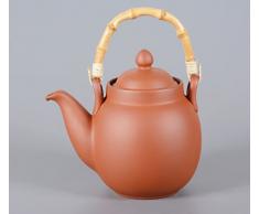 Aricola Ton Teekanne Tenno 1,1 Liter mit Tonsieb und Bambushenkel. Handgefertigt, Original