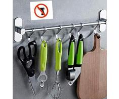 LEBEXY Küchenreling Hängeleiste für Küchenuten mit 6 Haken,aus Aluminium. Tragfähigkeit über 10kg, Ohne Bohren