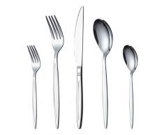 HOMQUEN 30-Teiliges Besteck-Besteckset, Edelstahl-Utensilien Service-Set für 6 Personen, Hochglanzpoliert, Spülmaschinenfest (Silber)