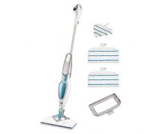Black+Decker Dampfreiniger Steam Mop Deluxe FSM1630 – Stehender Dampf Mop für versiegelte Hartböden – Bodenreinigung mit waschbarem Microfaser-Pad – 180° drehbarer, herausnehmbarer Fuß – 1600W