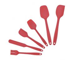 HJCC Satz Silikon Küchengeschirr 6Pcs Silikon Schaufel Barbecue Clip Silikonschaber Hochtemperaturbeständige Antihaft-Pfanne Kuchen-Werkzeug Rot