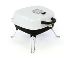 Mini Koffer-Grill Holzkohlegrill für Garten Terrasse Camping Festival Picknick Party BBQ Barbecue ca. 34 x 36 cm Grillfläche weiß