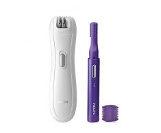Philips BRP500/00 Epilierer-Set Satinelle Essential Mini-Epilierer für empfindliche Stellen mit Präzisionstrimmer für Feine Korrekturen