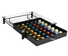 Amtido Nespresso Kapselhalter Kaffeekapseln Aufbewahrungsbox: Edle Schubladenbox für Kapseln & Glasplatte als Stellfläche für die Espressomaschine - Kapselpender für Aufbewahrung von Kaffee