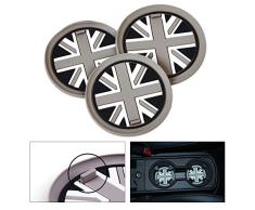 beler 3stk Grau Union Jack Auto Anti-Rutsch Becher Matte Cupholder Mat (Fulfilled by Amazon)