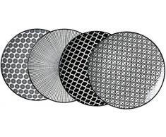 Ritzenhoff & Breker Dessertteller-Set Takeo, 4-teilig, 21,5 cm Durchmesser, Porzellangeschirr, Schwarz-Weiß