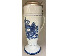 Zimmermann Bierseidel Bier-Krug blau Weißbierkrug Weizenbierkrug mit Zinndeckel und Henkel 0,5l