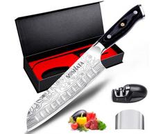 MOSFiATA Santoku Messer Kochmesser Küchenmesser Profi Chefmesser Allzweckmesser Aus Rostfreiem Stahl Sehr Scharfe Klinge mit Geschenkbox