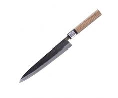 Moritaka Yanagiba japanisches Kochmesser, Profi Küchenmesser traditionell handgeschmiedet, Walnussholzgriff handgemacht, Gemüsemesser aus Japan, Sushi Messer Aogami II Klinge: 21 cm lang