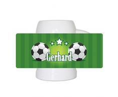 Fußball-Bierkrug mit Namen Gerhard und schönem Motiv mit Fußbällen und grünem Hintergrund für Männer - Fan-Bierkrug personalisiert - Deutschland-Krug - Bierhumpen