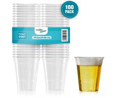 Bier Plastikbecher Alkohol Getränke Stabile Einwegbecher Trinkbecher durchsichtig 230 ml Kunststoffbecher Partybecher 100 Stück