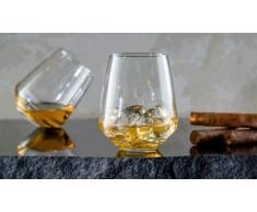 Topkapi Whisky Glas McDalford, mit Kreiseleffekt, für Whisky, Cocktail, Saft, Wasser, Drinks, H ~10,6 cm, V ~420 ml, 6 Stück
