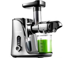 AMZCHEF Entsafter Slow Juicer leistungsstarker Entsafter für Obst und Gemüse mit 2 Geschwindigkeitsmodi, 2 Reiseflaschen (500 ml), LED-Anzeige, Reinigungsbürste und Ruhiger Motor,Grau