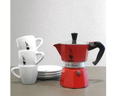 Bialetti Moka Color Espressokocher, Aluminum, Rot, 3 Tassen