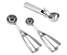 FineGood 3-teiliges Eisportionierer-Set, Edelstahl-Keks-Melonen-Messlöffel mit leicht zu lösendem Auslöser - 1,9 Zoll, 1,97 Zoll, 2,36 Zoll