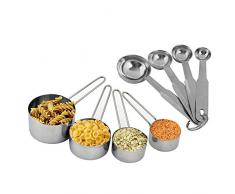 Kosma Set aus 8Pc Messset Edelstahl | Kochen Backen Messen Löffel Kits | (4Pc Measuring Cup Set mit kostenlosem 4Pc Messlöffel Set)