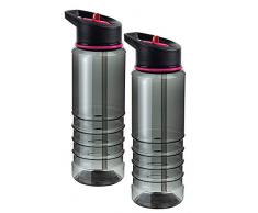 MELIANDA MA-7100 Leichte Sporttrinkflasche Trinkhalm 750 ml geschmacksneutral (2x Rosa)