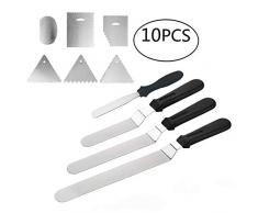 4 Winkelpalette Set Edelstahl Streichpaletten Tortenmesser, Winkelpaletten Zuckerguss, 6pcs Icing Spatel Smoother für Torte Dekorieren Kuchen,Präzision,Backen Gebäck, Muffins